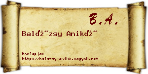 Balázsy Anikó névjegykártya